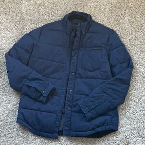 Zara Men's Blue Quilted Jacket M zip/snap